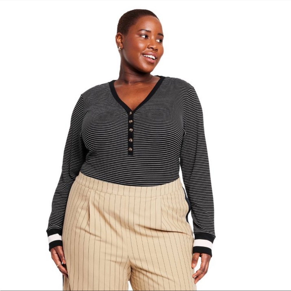 NWT La Ligne for Target Striped V-Neck Bodysuit